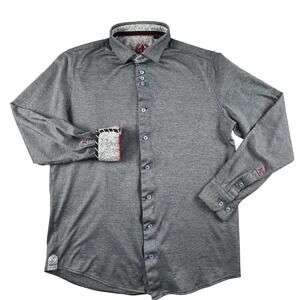 Au Noir Shirt Mens 3 (M) Contrast Flip Cuff Stretch Button Down Black White